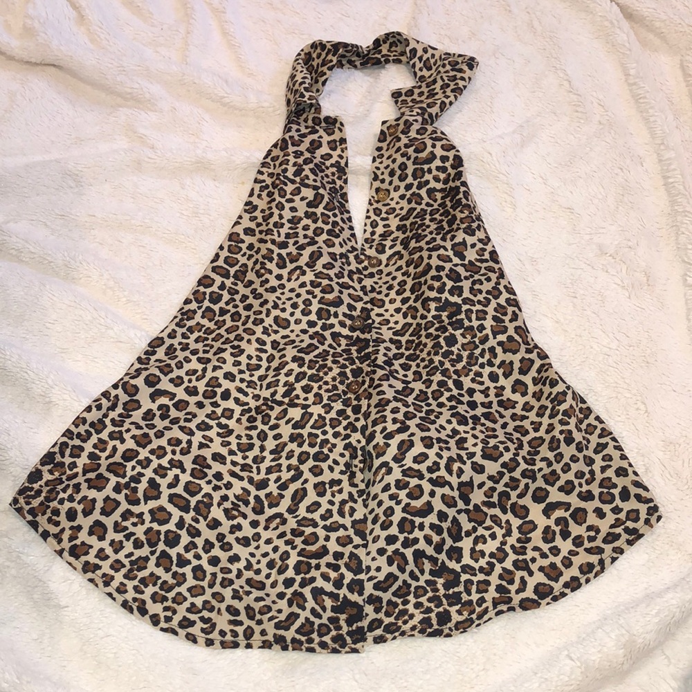 Cheetah crossback halter blouse
